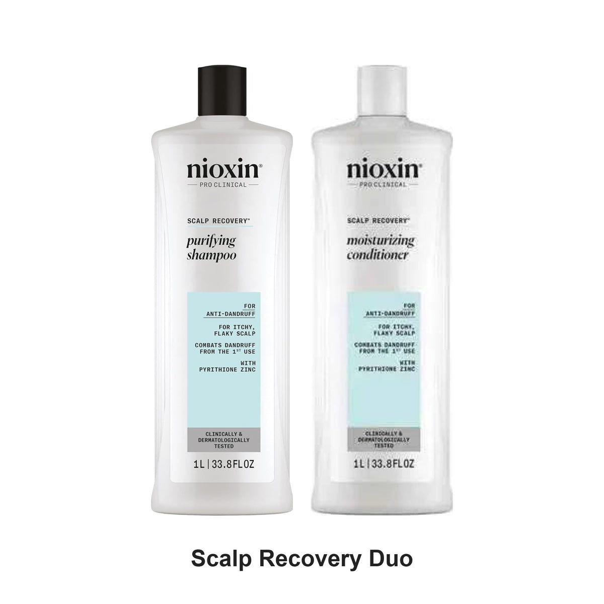 Nioxin Professional - Scalp Recovery Purifying Shampoo & Moisturizing Conditioner Duo 1L Bundle – bundle contents: Nioxin Professional Scalp Recovery System Purifying Shampoo 1L, Nioxin Professional Scalp Recovery System Moisturizing Conditioner 1L