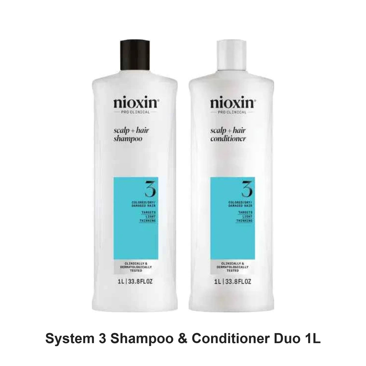 Nioxin Professional - System 3 Shampoo & Conditioner Duo 1L Bundle – bundle contents: Nioxin Professional Scalp + Hair Thickening System 3 Shampoo 1L, Nioxin Professional Scalp + Hair Thickening System 3 Conditioner 1L