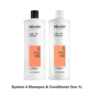 Nioxin Professional - System 4 Shampoo & Conditioner Duo 1L Bundle – bundle contents: Nioxin Professional Scalp + Hair Thickening System 4 Shampoo 1L, Nioxin Professional Scalp + Hair Thickening System 4 Conditioner 1L