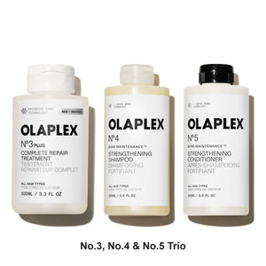 Olaplex - No.3, No.4 & No.5 Treatment, Shampoo & Conditioner Trio Bundle – bundle contents: No. 3 Plus Ultimate Repair Treatment 100ml, No.4 Bond Maintenance Shampoo 250ml, No.5 Bond Maintenance Conditioner 250ml