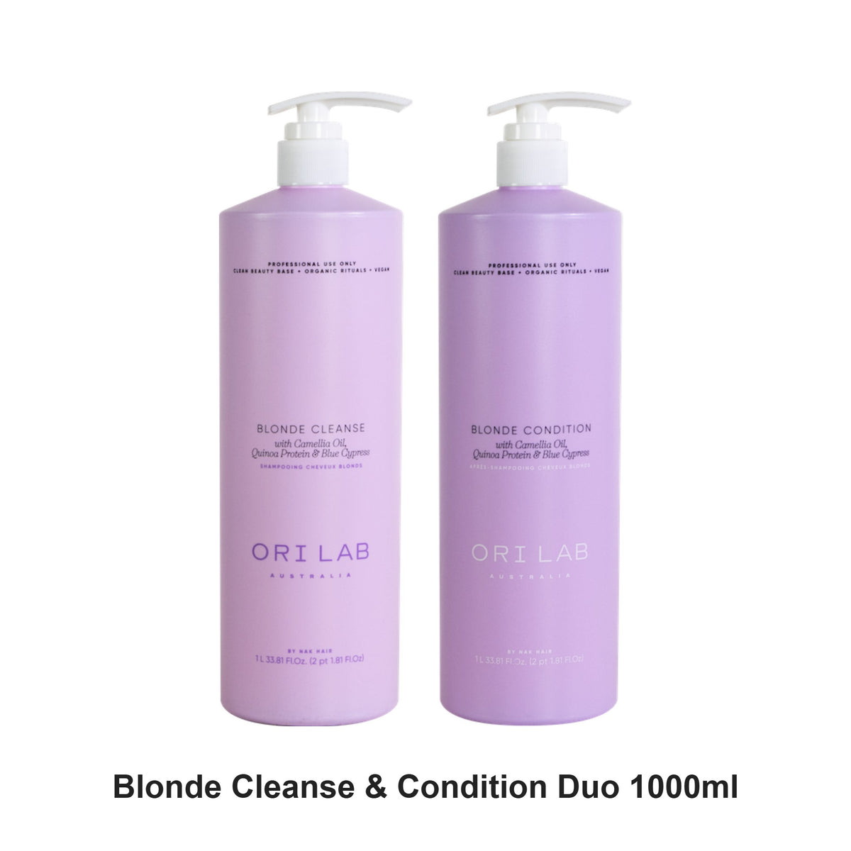 ORI Lab - Blonde Cleanse & Condition Duo 1000ml Bundle – bundle contents: Blonde Cleanse 1000ml, Blonde Condition 1000ml