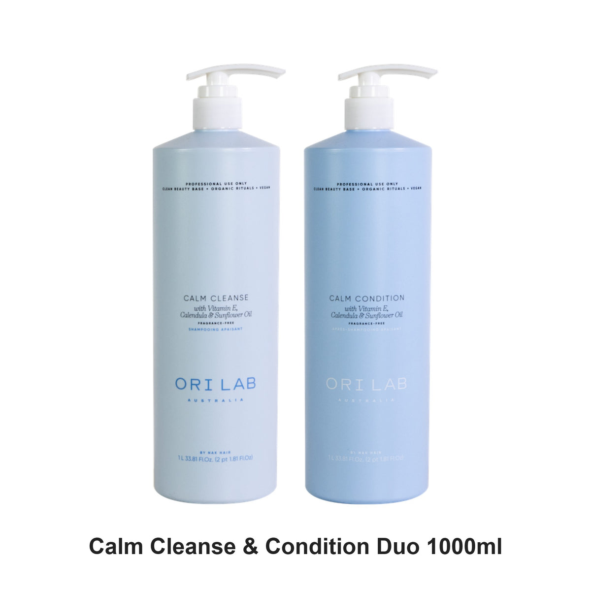 ORI Lab - Calm Cleanse & Condition Duo 1000ml Bundle – bundle contents: Calm Cleanse 1000ml, Calm Condition 1000ml