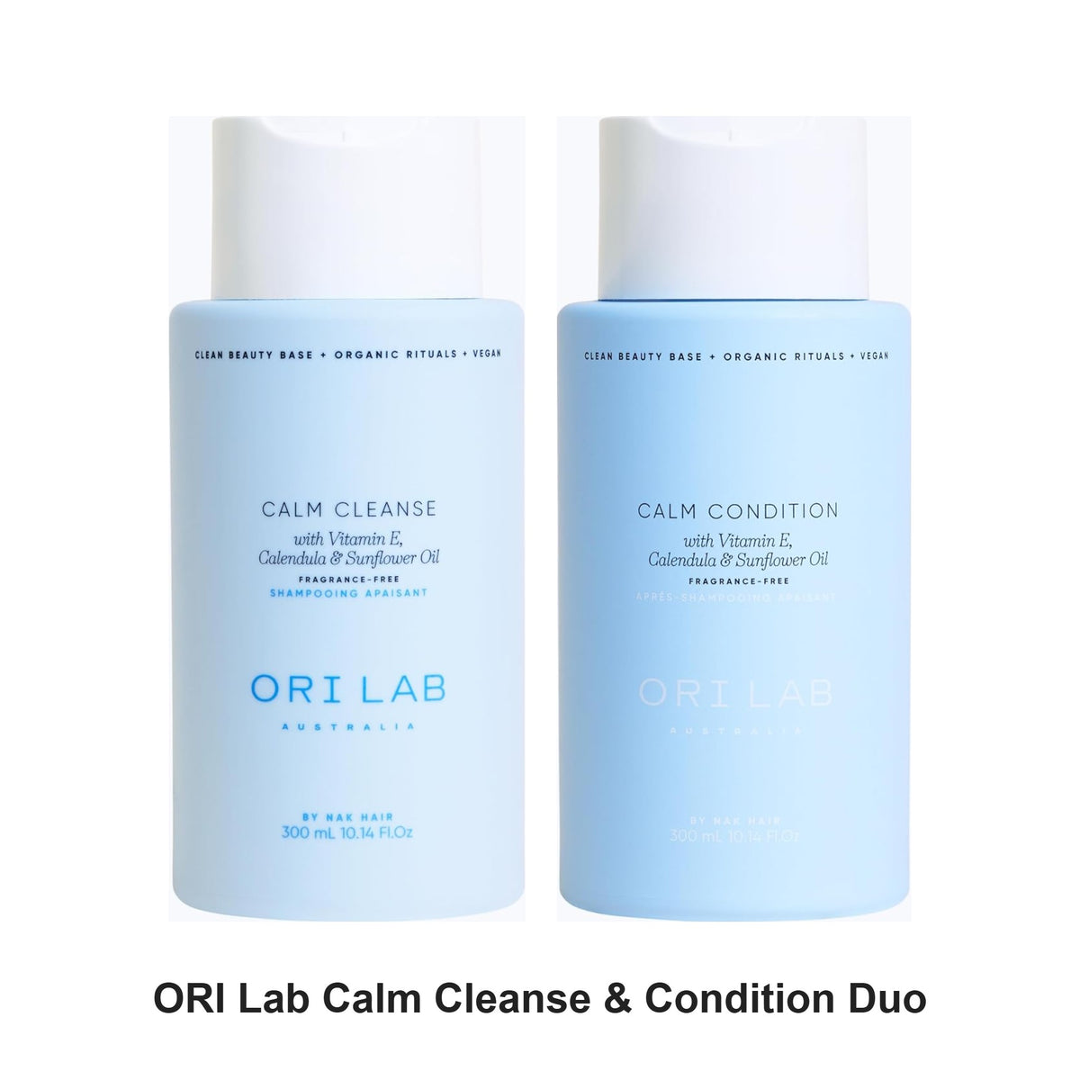 ORI Lab - Calm Cleanse & Condition Duo Bundle – bundle contents: Calm Cleanse 300ml, Calm Condition 300ml