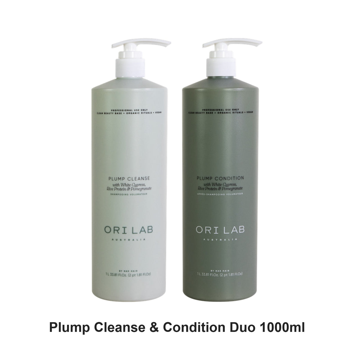 ORI Lab - Plump Cleanse & Condition Duo 1000ml Bundle – bundle contents: Plump Cleanse 1000ml, Plump Condition 1000ml