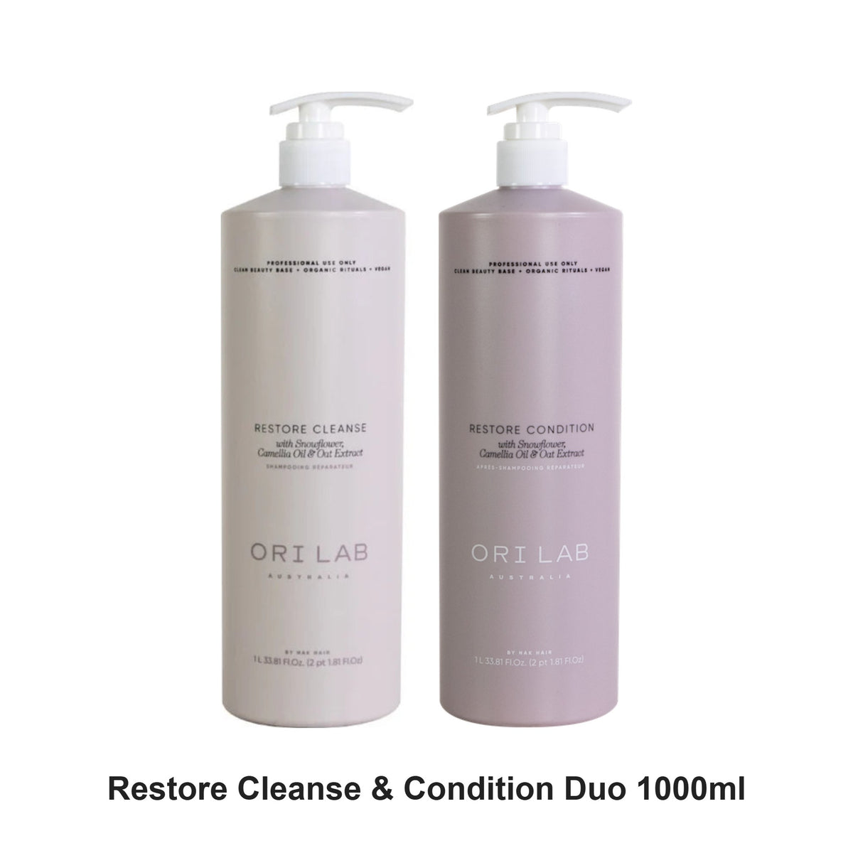 ORI Lab - Restore Cleanse & Condition Duo 1000ml Bundle – bundle contents: Restore Cleanse 1000ml, Restore Condition 1000ml
