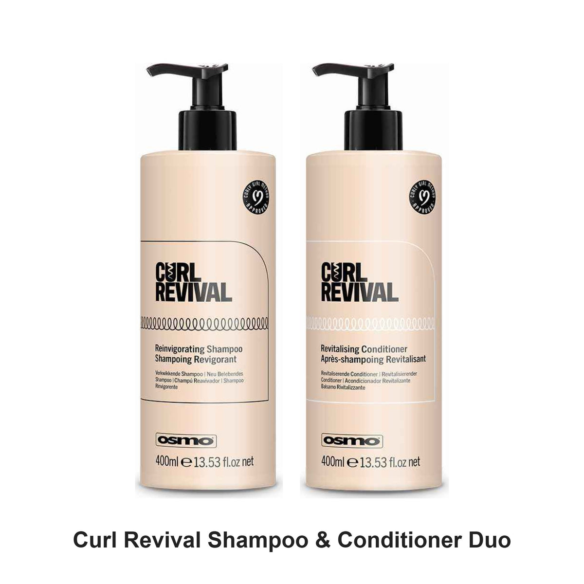 Osmo - Curl Revival Shampoo & Conditioner Duo Bundle – bundle contents: Curl Revival Reinvigorating Shampoo 400ml, Curl Revival Revitalising Conditioner 400ml