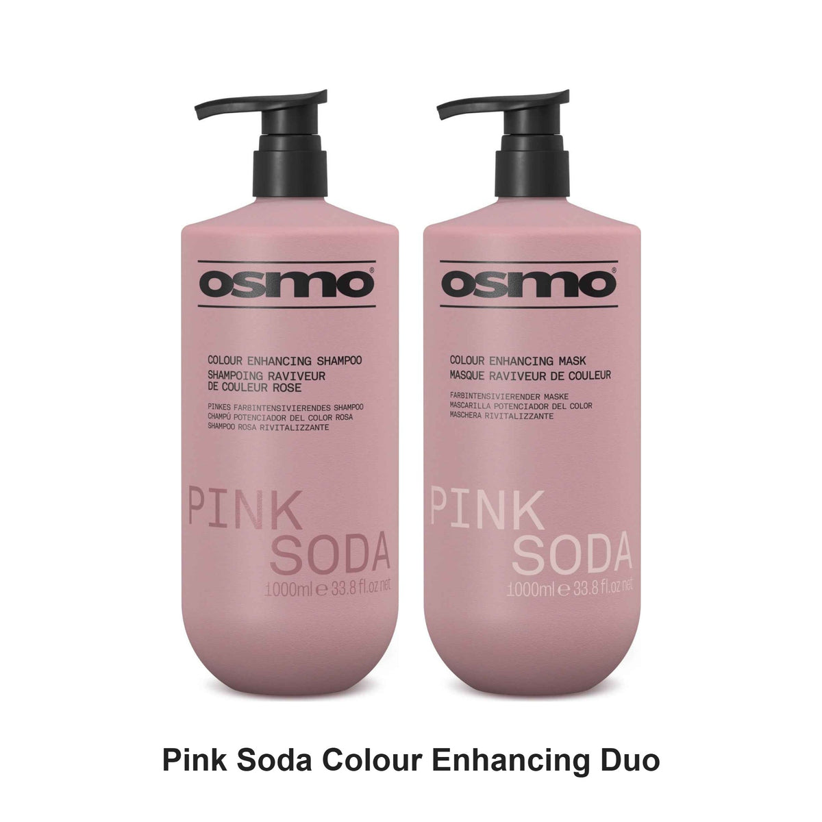 Osmo - Pink Soda Colour Enhancing Shampoo & Mask Duo 1000ml Bundle – bundle contents: Pink Soda Colour Enhancing Shampoo 1000ml, Pink Soda Colour Enhancing Mask 1000ml