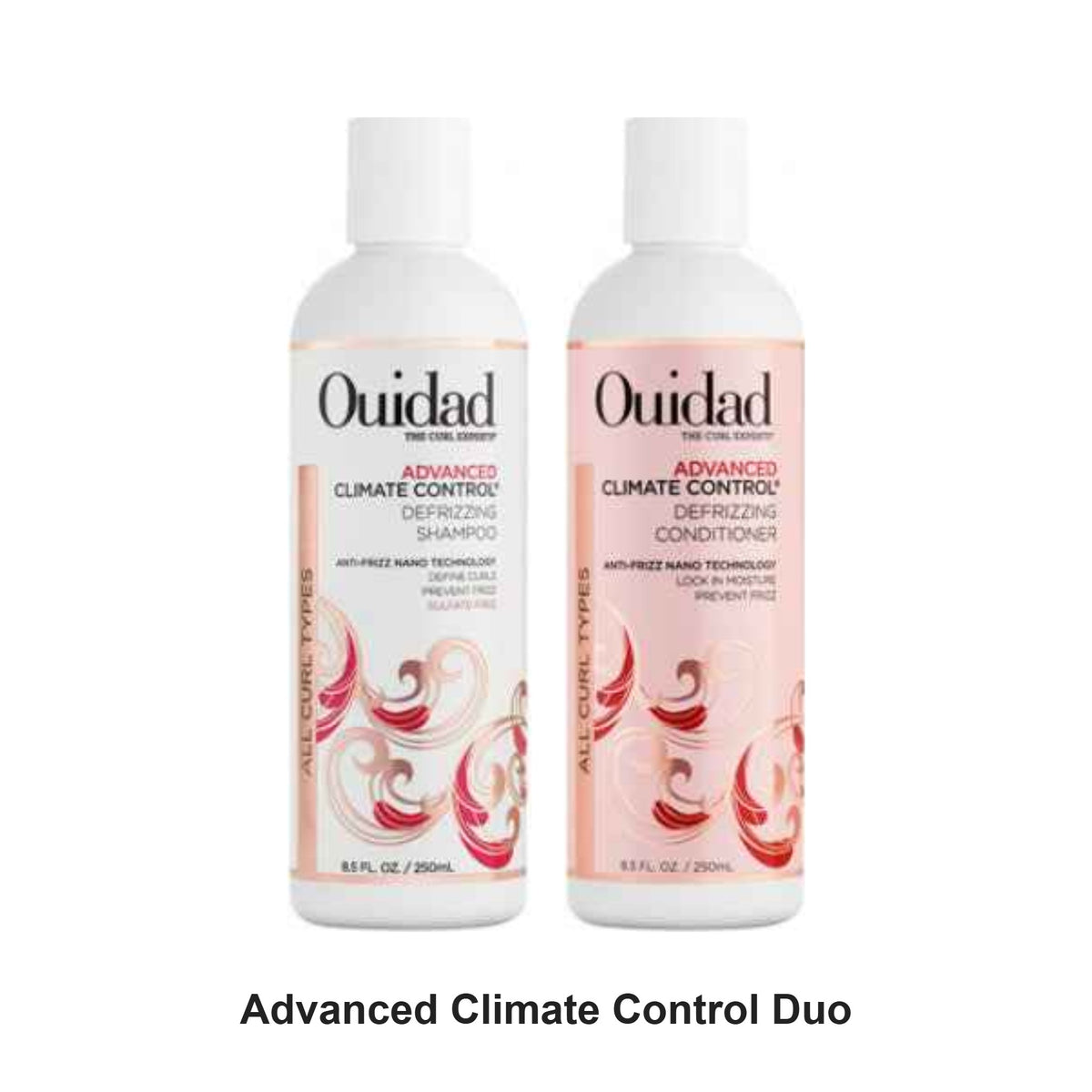 Ouidad - Advanced Climate Control Defrizzing Shampoo & Conditioner Duo Bundle – bundle contents: Advanced Climate Control Defrizzing Shampoo 250ml, Advanced Climate Control Defrizzing Conditioner 250ml