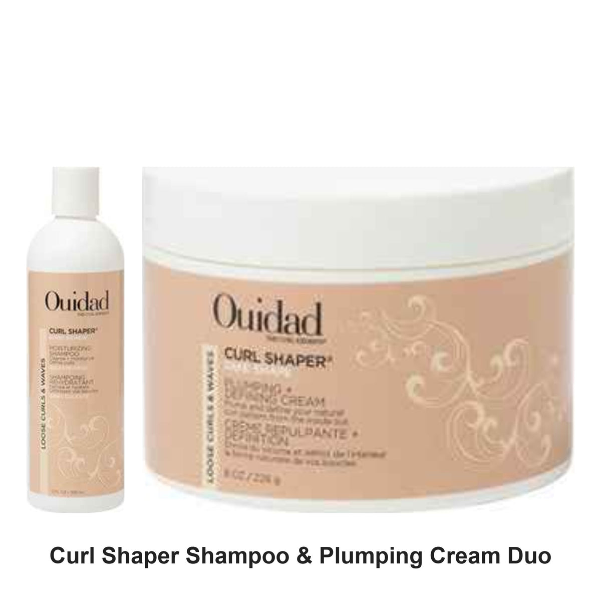Ouidad - Curl Shaper Shampoo & Plumping Cream Duo Bundle – bundle contents: Curl Shaper Moisturising Shampoo 355ml, Curl Shaper Plumping and Defining Cream 266g