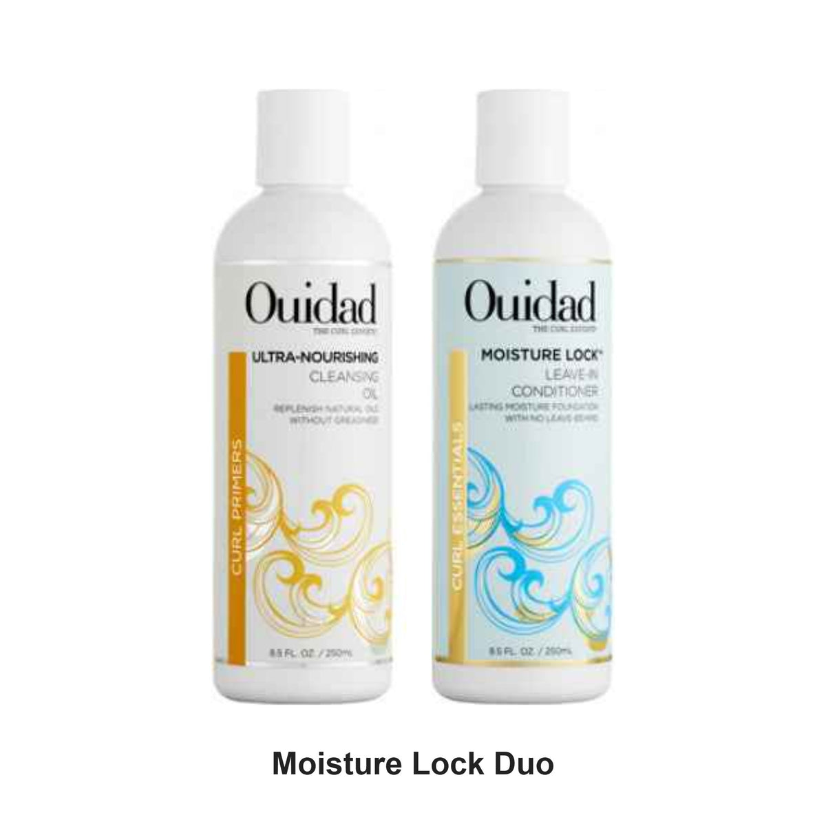Ouidad - Moisture Lock Cleansing Oil Shampoo & Leave-In Conditioner Duo Bundle – bundle contents: Moisture Lock Ultra-Nourishing Cleansing Oil Shampoo 250ml, Moisture Lock Leave-In Conditioner 250ml