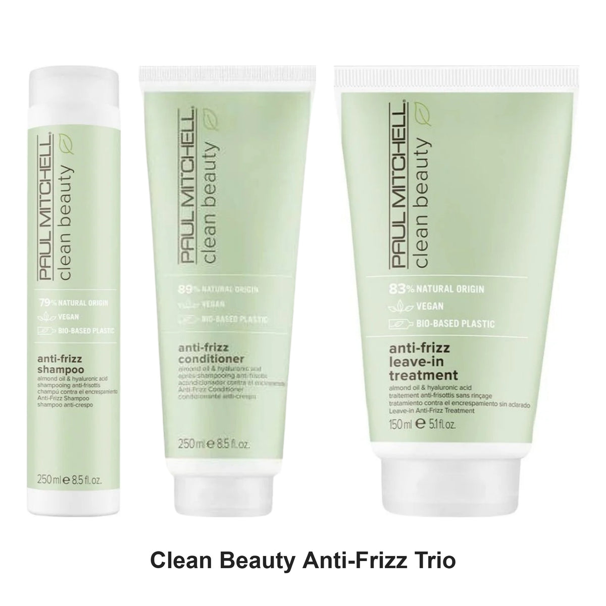 Paul Mitchell - Clean Beauty Anti-Frizz Shampoo, Conditioner & Leave-In Trio Bundle – bundle contents: Clean Beauty Anti-Frizz Shampoo 250ml, Clean Beauty Anti-Frizz Conditioner 250ml, Clean Beauty Anti-Frizz Leave-In Treatment 150ml