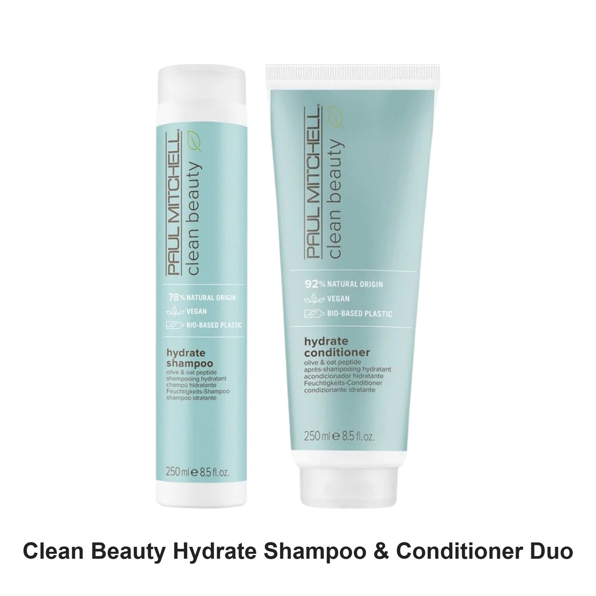 Paul Mitchell - Clean Beauty Hydrate Shampoo & Conditioner Duo Bundle – bundle contents: Clean Beauty Hydrate Shampoo 250ml, Clean Beauty Hydrate Conditioner 250ml