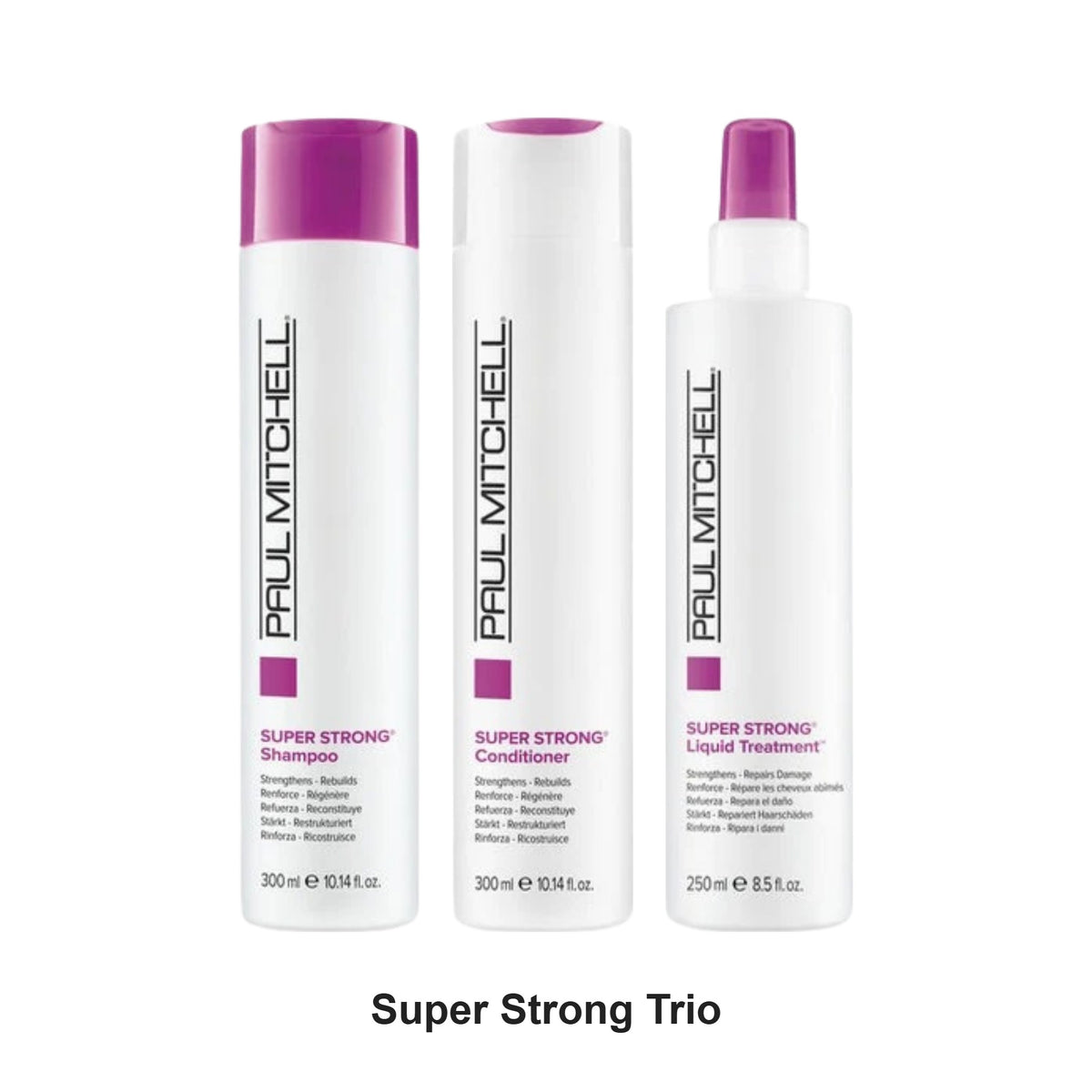 Paul Mitchell - Super Strong Shampoo, Conditioner & Liquid Treatment Trio Bundle – bundle contents: Super Strong Shampoo 300ml, Super Strong Conditioner 300ml, Super Strong Liquid Treatment 250ml