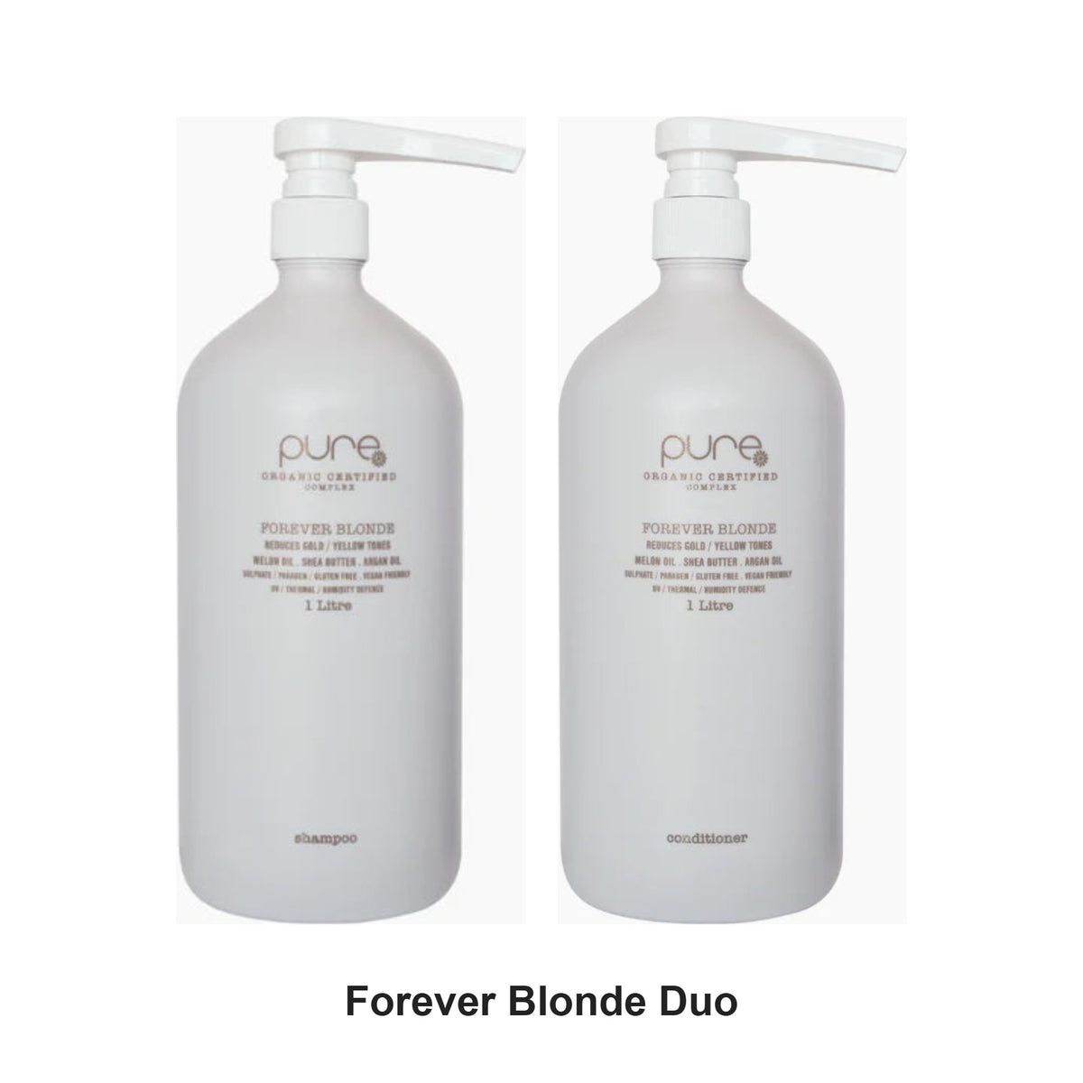 Pure Organic - Forever Blonde Shampoo & Conditioner Duo 1000ml Bundle – bundle contents: Forever Blonde Shampoo 1000ml, Forever Blonde Conditioner 1000ml