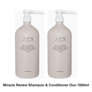 Pure Organic - Miracle Renew Shampoo & Conditioner Duo 1000ml Bundle – bundle contents: Miracle Renew Shampoo 1000ml, Miracle Renew Conditioner 1000ml