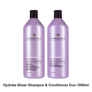 Pureology - Hydrate Sheer Shampoo & Conditioner Duo 1000ml Bundle – bundle contents: Hydrate Sheer Shampoo 1000ml, Hydrate Sheer Conditioner 1000ml