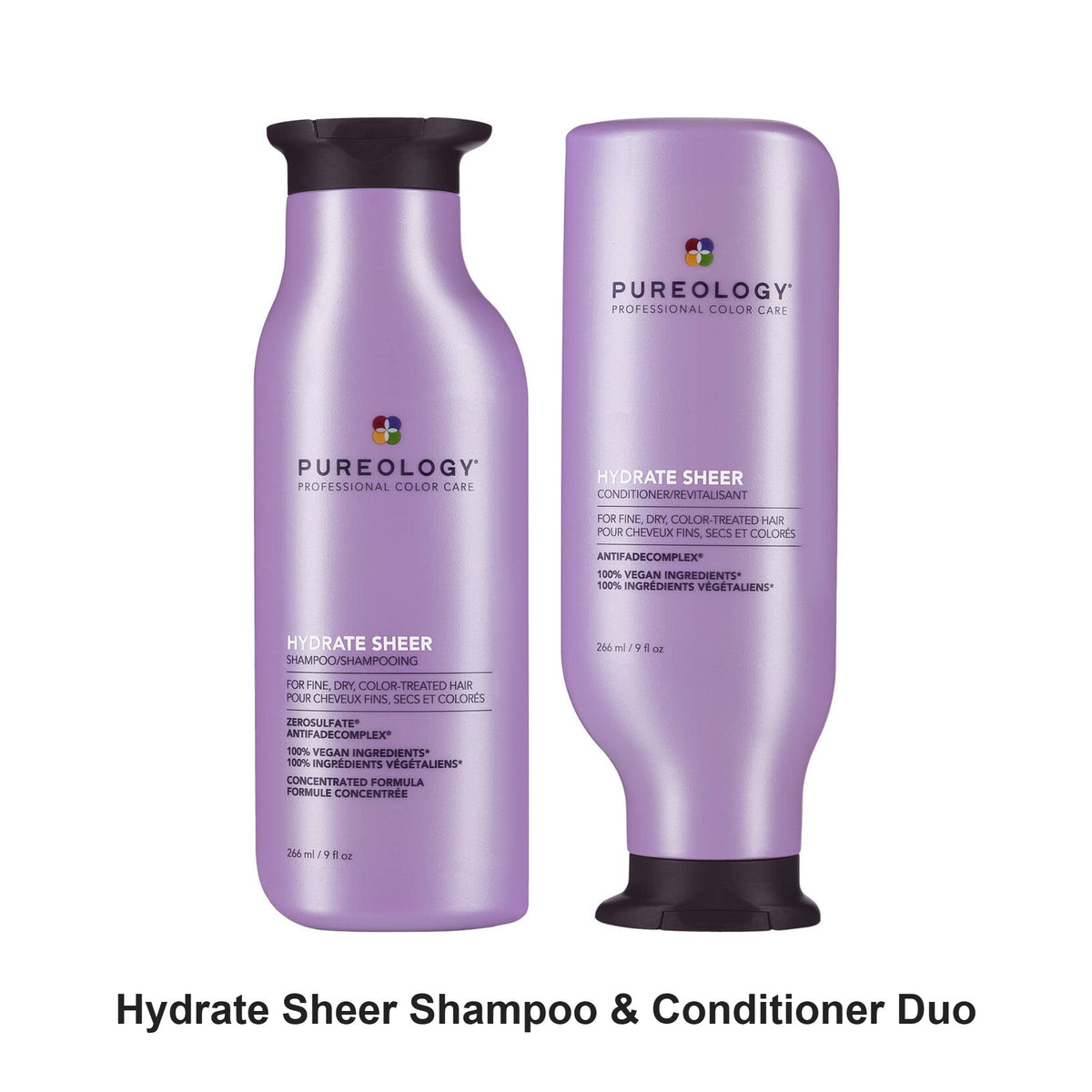 Pureology - Hydrate Sheer Shampoo & Conditioner Duo Bundle – bundle contents: Hydrate Sheer Shampoo 266ml, Hydrate Sheer Conditioner 266ml