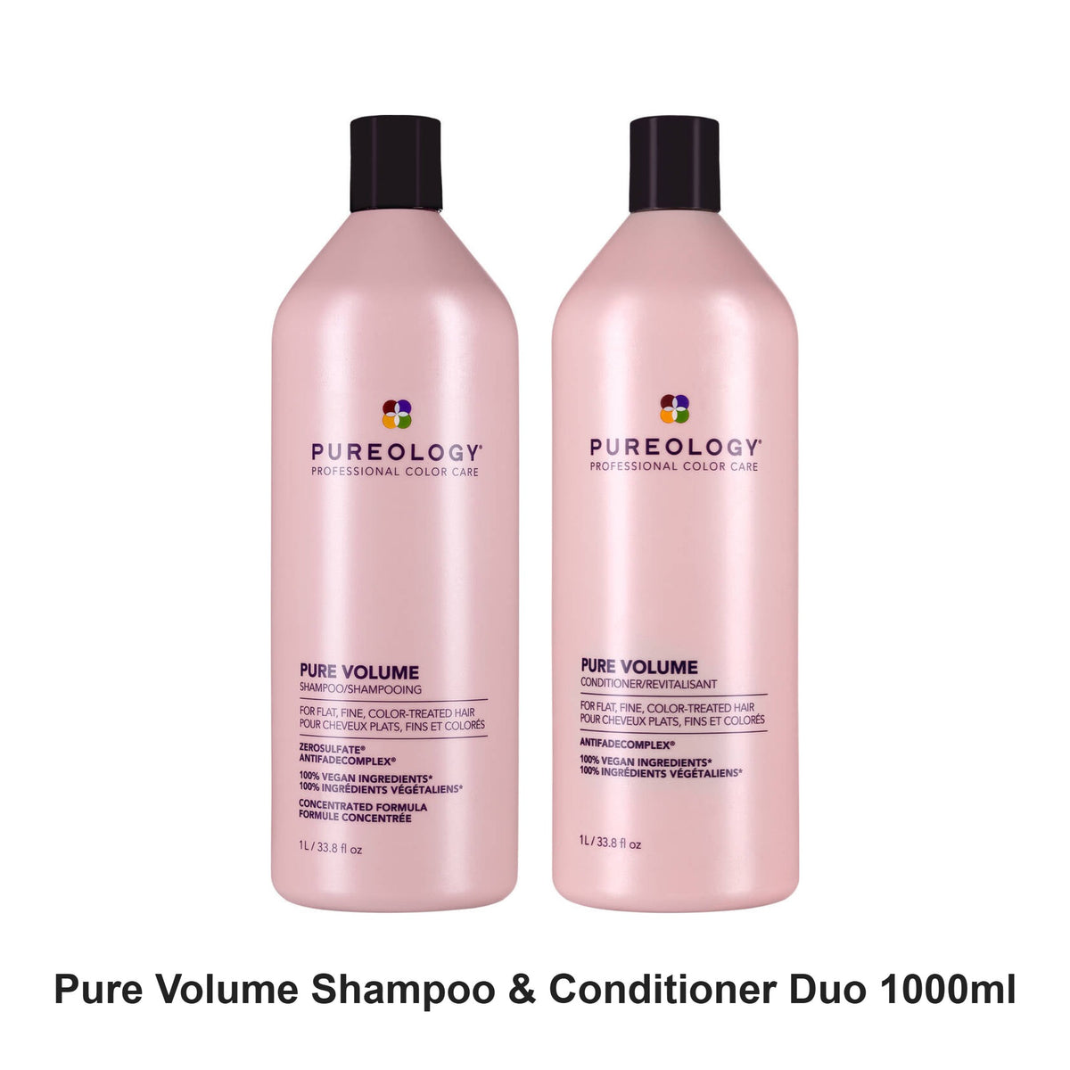 Pureology - Pure Volume Shampoo & Conditioner Duo 1000ml Bundle – bundle contents: Pure Volume Shampoo 1000ml, Pure Volume Conditioner 1000ml