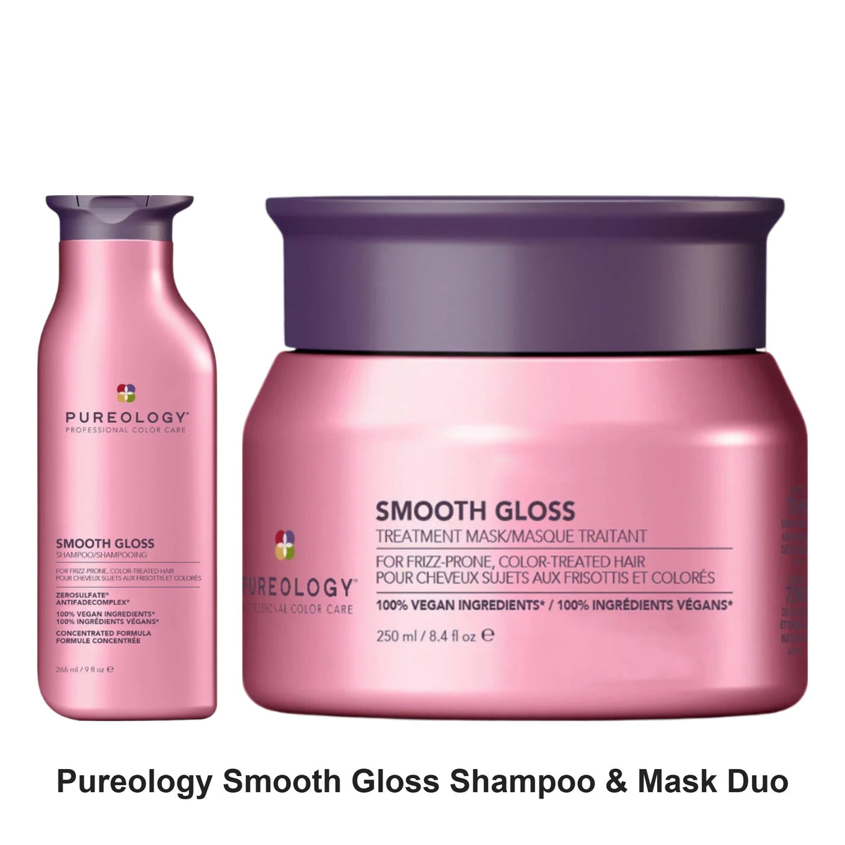 Pureology - Smooth Gloss Shampoo & Mask Duo Bundle – bundle contents: Smooth Gloss Shampoo 266ml, Smooth Gloss Mask 250ml