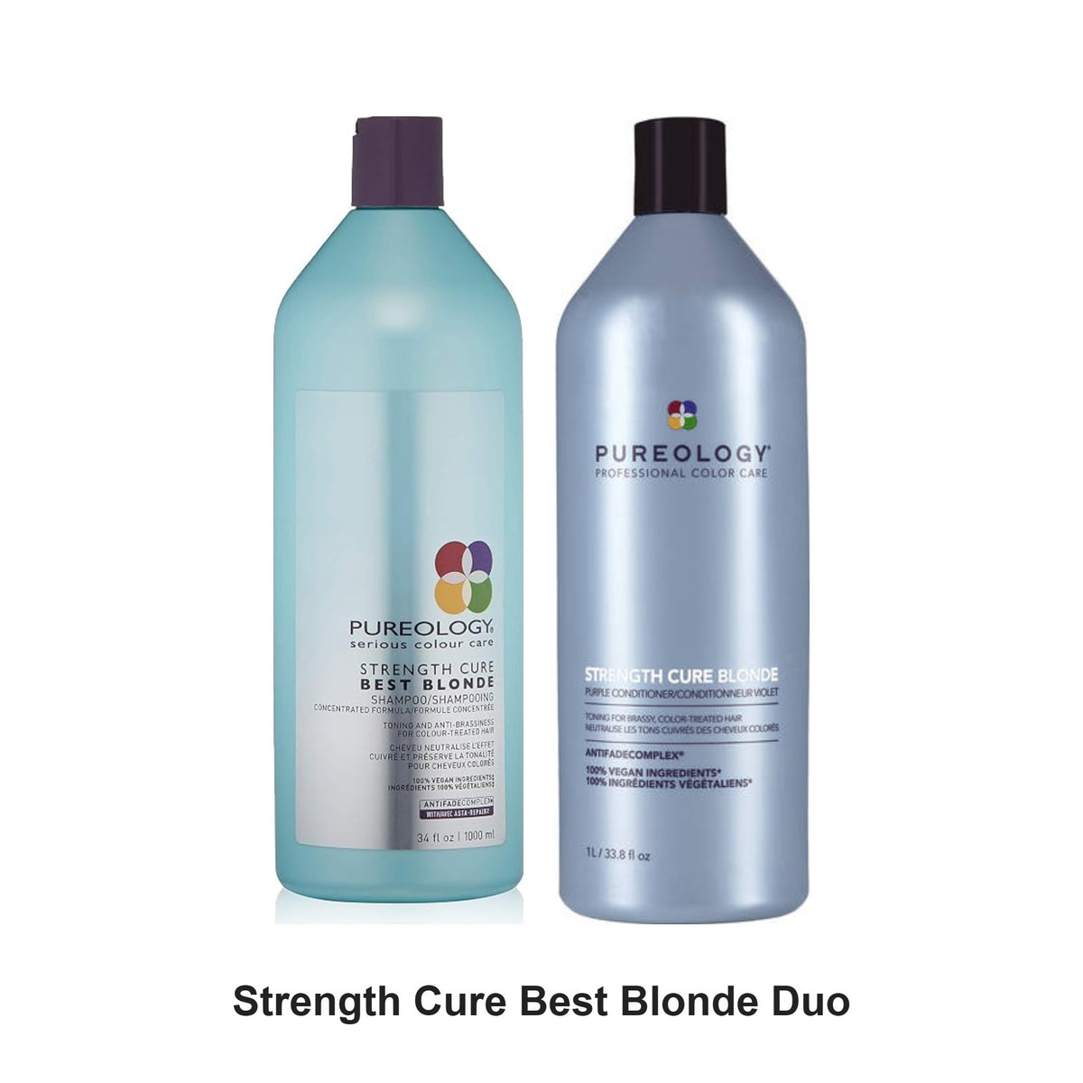 Pureology - Strength Cure Best Blonde Shampoo & Conditioner Duo 1000ml Bundle – bundle contents: Strength Cure Best Blonde Shampoo 1000ml, Strength Cure Best Blonde Conditioner 1000ml