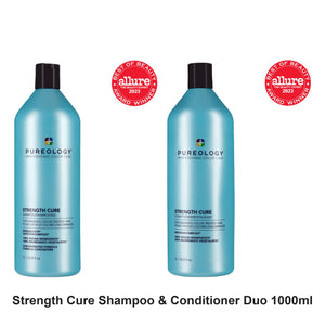 Pureology - Strength Cure Shampoo & Conditioner Duo 1000ml Bundle – bundle contents: Strength Cure Shampoo 1000ml, Strength Cure Conditioner 1000ml