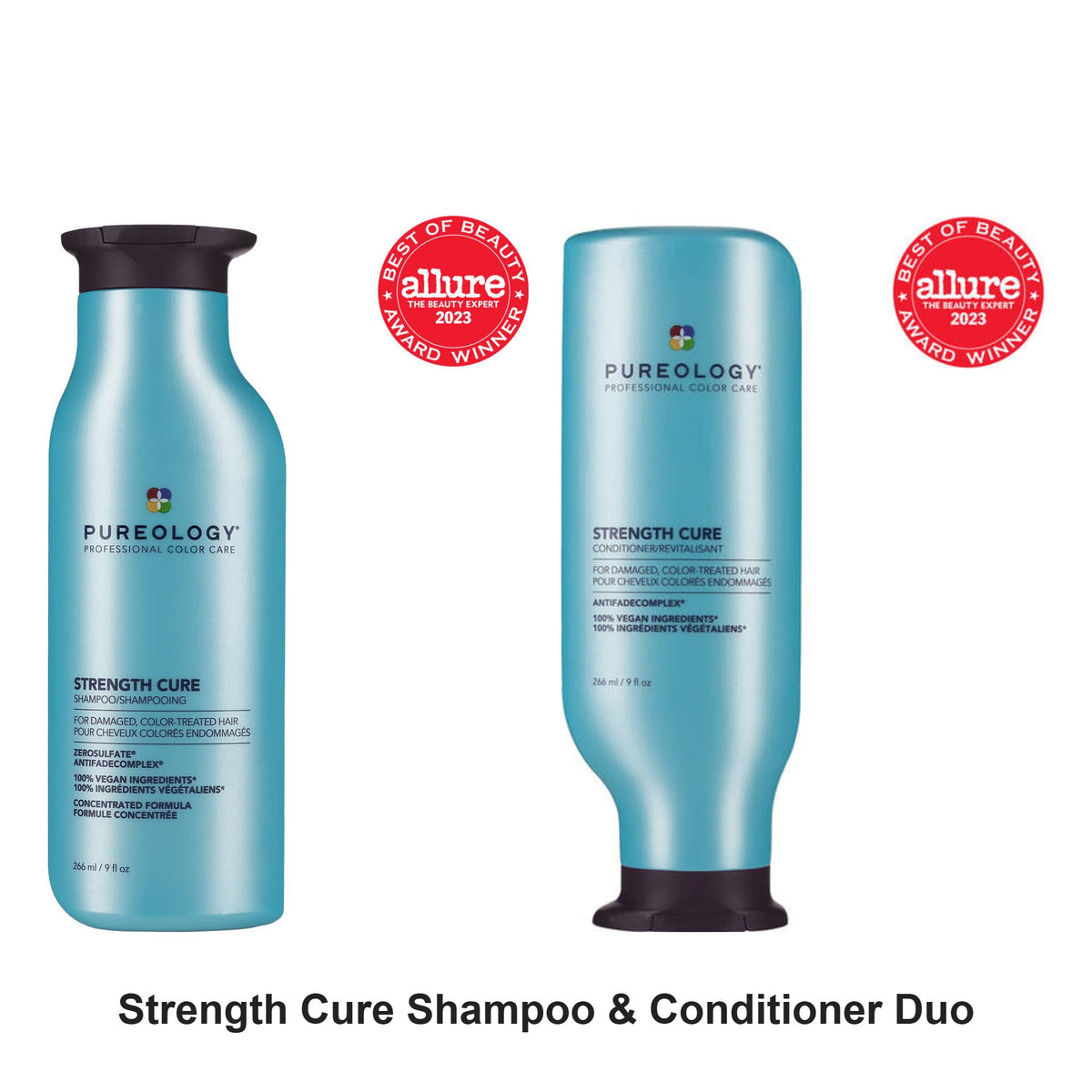 Pureology - Strength Cure Shampoo & Conditioner Duo Bundle – bundle contents: Strength Cure Shampoo 266ml, Strength Cure Conditioner 266ml