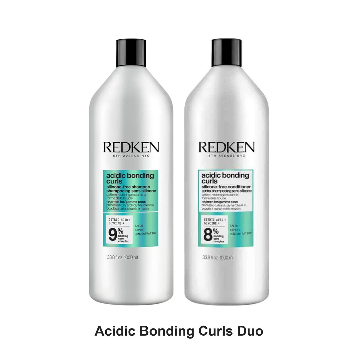 Redken - Acidic Bonding Curls Shampoo & Conditioner Duo 1000ml Bundle – bundle contents: Acidic Bonding Curls Shampoo 1000ml, Acidic Bonding Curls Conditioner 1000ml