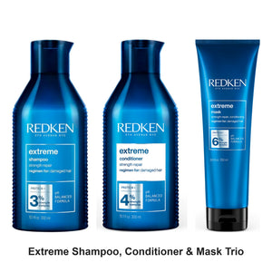 Redken - Extreme Shampoo, Conditioner & Mask Trio Bundle – bundle contents: Extreme Shampoo 300ml, Extreme Conditioner 300ml, Extreme Mask 250ml