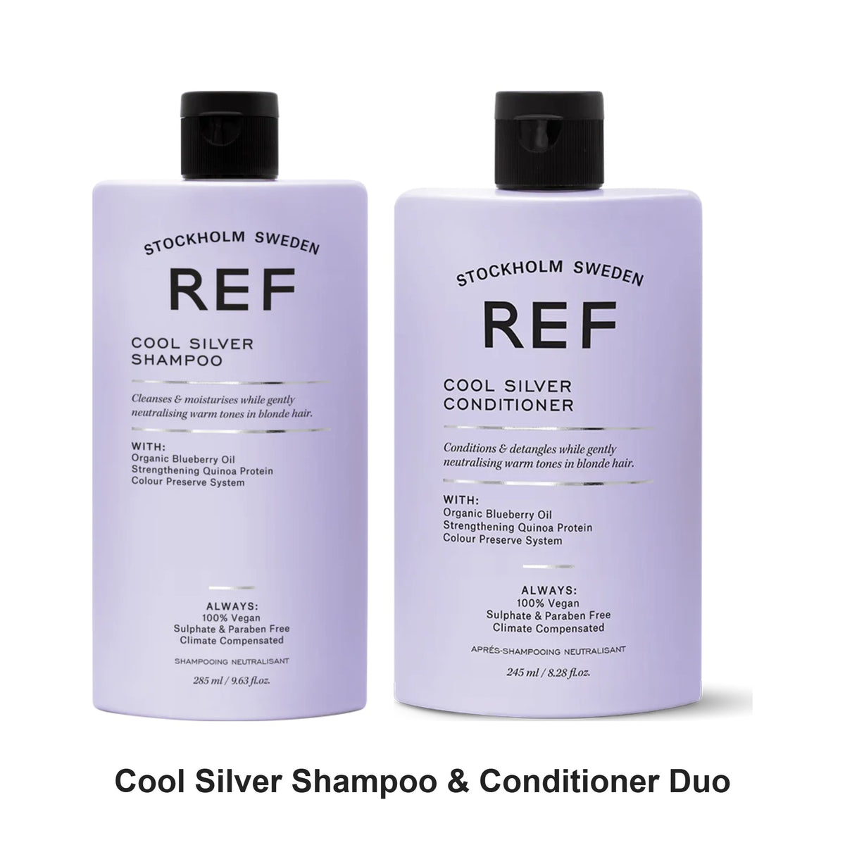 REF Stockholm - Cool Silver Shampoo & Conditioner Duo Bundle – bundle contents: Ref Stockholm sweden - Ref Cool Silver Shampoo 285ml, Ref Stockholm sweden - Ref Cool Silver Conditioner 245ml