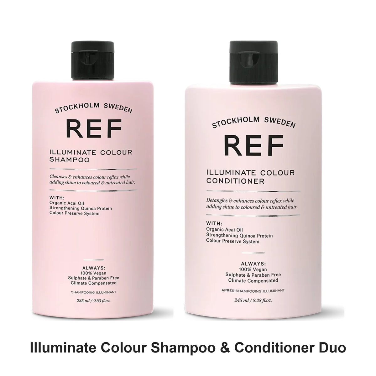 REF Stockholm - Illuminate Colour Shampoo & Conditioner Duo Bundle – bundle contents: Ref Stockholm sweden - Illuminate Colour Shampoo 285ml, Ref Stockholm sweden - Illuminate Colour Conditioner 245ml
