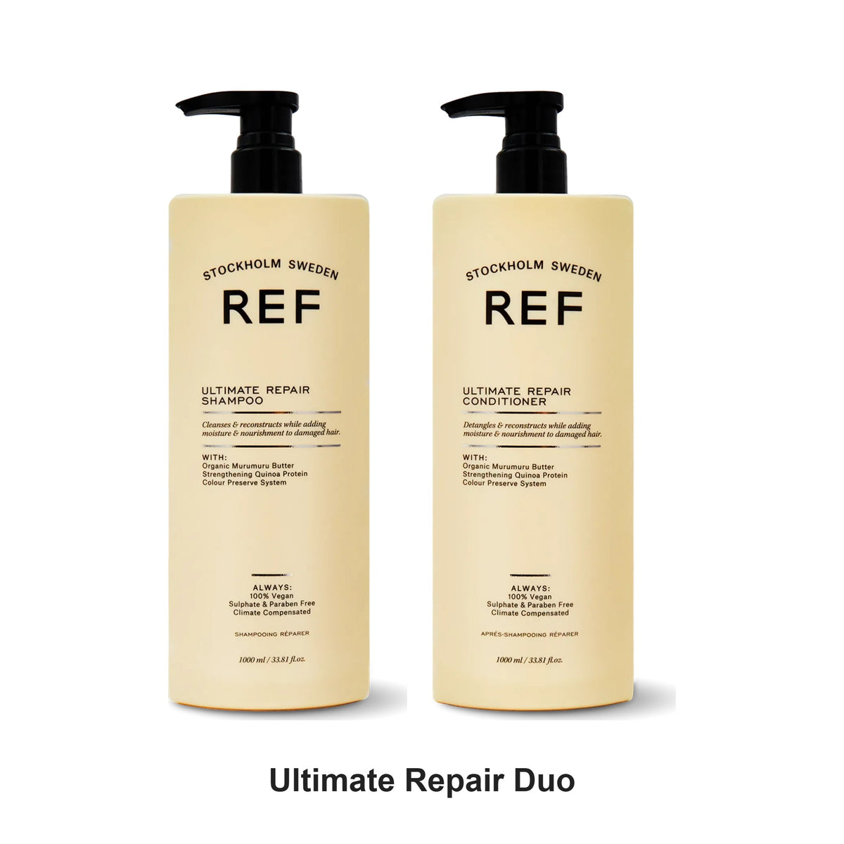 REF Stockholm - Ultimate Repair Shampoo & Conditioner Duo 1000ml Bundle – bundle contents: Ref Stockholm sweden - Ultimate Repair Shampoo 1000ml, Ref Stockholm sweden - Ultimate Repair Conditioner 1000ml