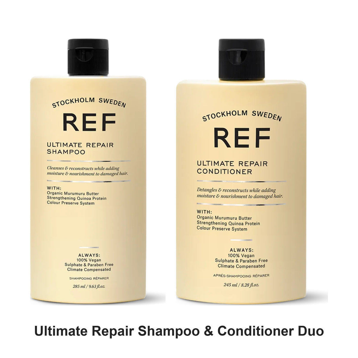 REF Stockholm - Ultimate Repair Shampoo & Conditioner Duo Bundle – bundle contents: Ref Stockholm sweden - Ultimate Repair Shampoo 285ml, Ref Stockholm sweden - Ultimate Repair Conditioner 245ml