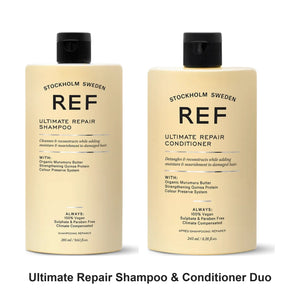 REF Stockholm - Ultimate Repair Shampoo & Conditioner Duo Bundle – bundle contents: Ref Stockholm sweden - Ultimate Repair Shampoo 285ml, Ref Stockholm sweden - Ultimate Repair Conditioner 245ml