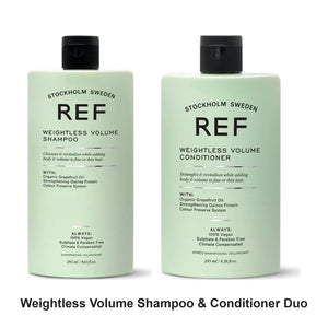 REF Stockholm - Weightless Volume Shampoo & Conditioner Duo Bundle – bundle contents: Ref Stockholm sweden - Weightless Volume Shampoo 285ml, Ref Stockholm sweden - Weightless Volume Conditioner 245ml