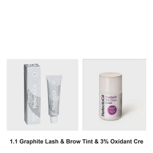 Refectocil - 1.1 Graphite Lash & Brow Tint & 3% Oxidant Cream Duo Bundle – bundle contents: 1.1 Graphite Lash & Brow Tint 15ml, 3% Oxidant Cream 100ml