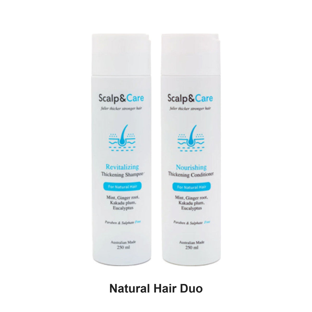 Scalp&Care - Natural Hair Thickening Shampoo & Conditioner Duo Bundle – bundle contents: Revitalizing Thickening Shampoo Natural Hair 250ml, Nourish Thickening Conditioner Natural Hair 250ml