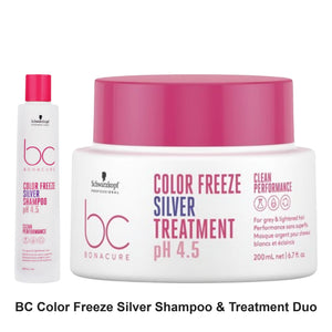 Schwarzkopf Professional - BC Color Freeze Silver Shampoo & Treatment Duo Bundle – bundle contents: BC Clean Performance pH 4.5 Color Freeze Silver Shampoo 250ml, BC Clean Performance pH 4.5 Color Freeze Silver Treatment 200ml