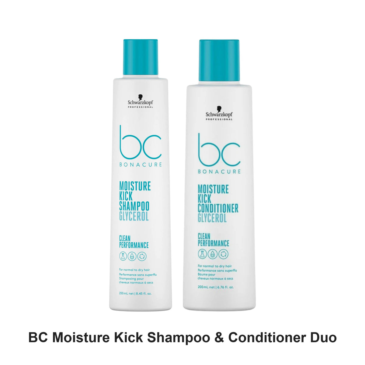 Schwarzkopf Professional - BC Moisture Kick Shampoo & Conditioner Duo Bundle – bundle contents: BC Clean Performance Moisture Kick Shampoo 250ml, BC Clean Performance Moisture Kick Conditioner 200ml
