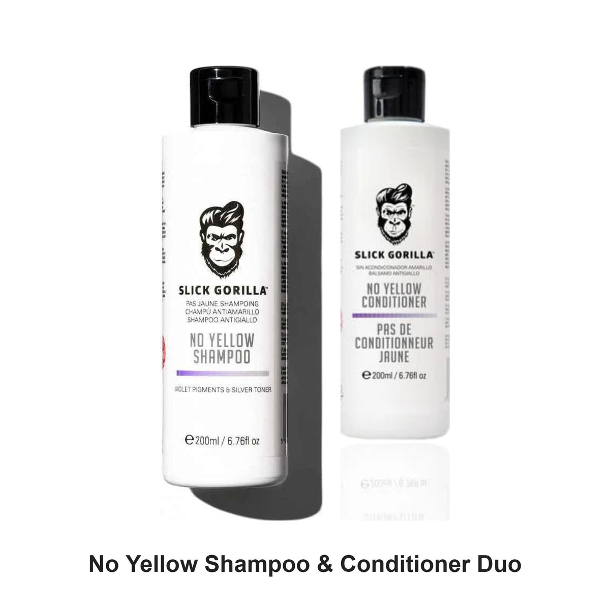 Slick Gorilla - No Yellow Shampoo & Conditioner Duo Bundle – bundle contents: No Yellow Shampoo 200ml, No Yellow Conditioner 200ml