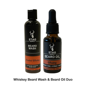 Stag Supply - Whiskey Beard Wash & Beard Oil Duo Bundle – bundle contents: Beard Wash Whiskey 250ml, Beard Oil Whiskey 25ml