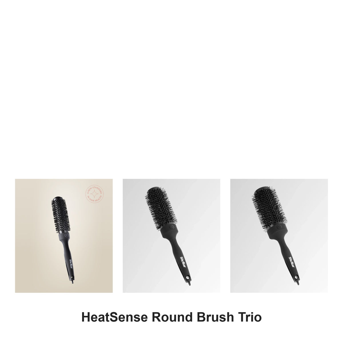 Stellar - HeatSense Round Brush Trio Bundle (33mm, 43mm & 53mm) – bundle contents: HeatSense Round Brush 33mm, HeatSense Round Brush 43mm, HeatSense Round Brush 53mm