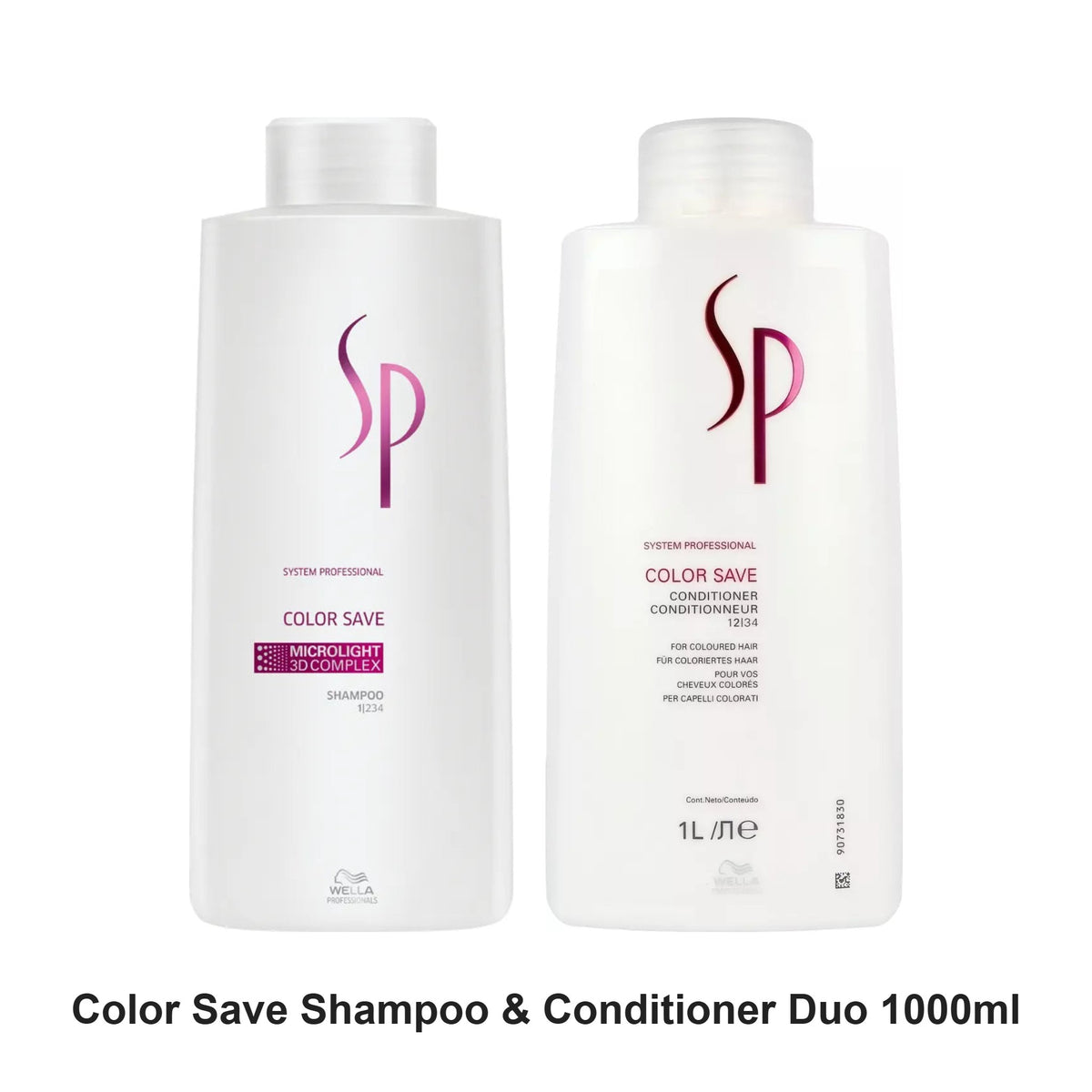 System Professional - Color Save Shampoo & Conditioner Duo 1000ml Bundle – bundle contents: Color Save Shampoo 1000ml, Color Save Conditioner 1000ml