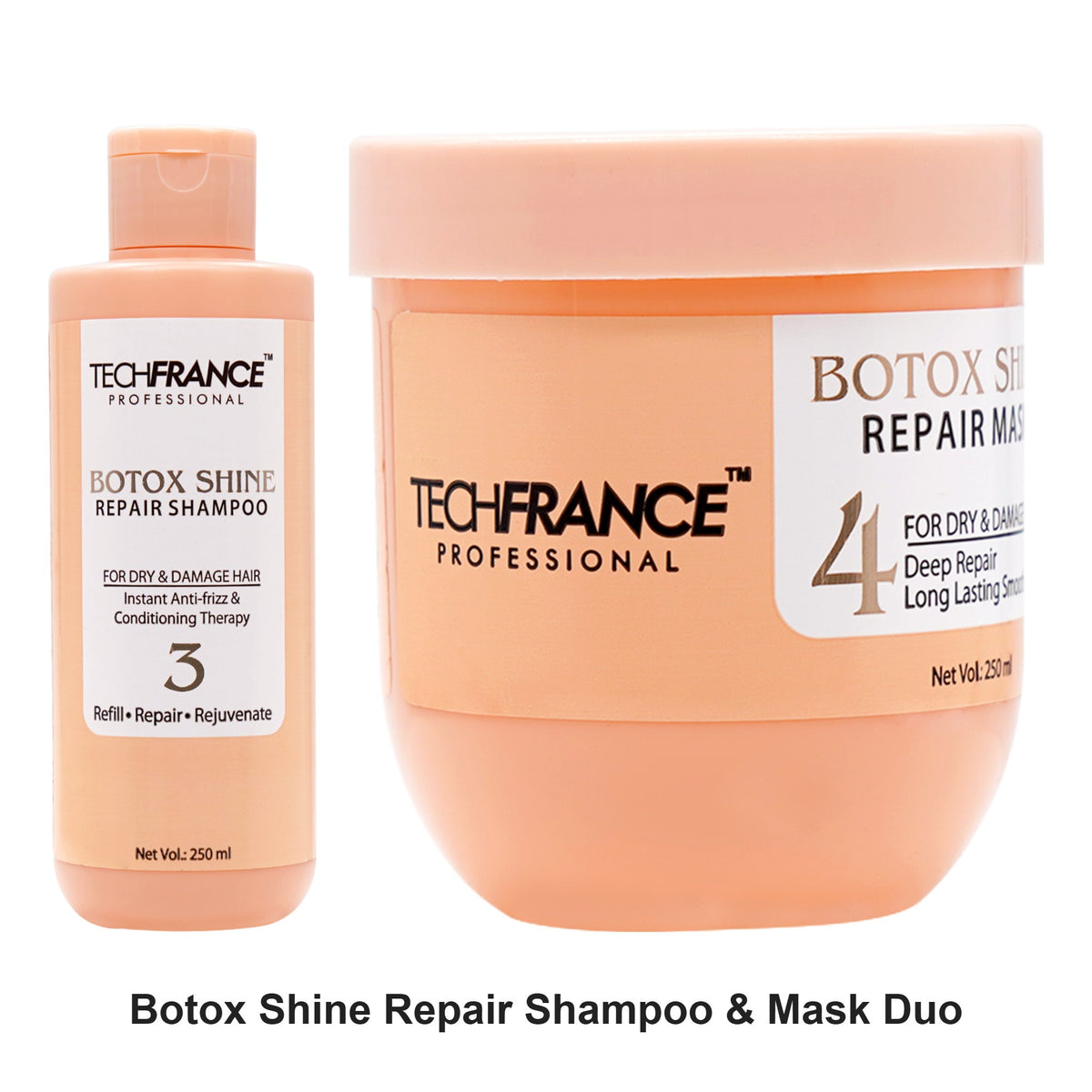 Tech France - Botox Shine Repair Shampoo & Mask Duo Bundle – bundle contents: Botox Shine Repair Shampoo 250ml, Botox Shine Repair Mask 250ml