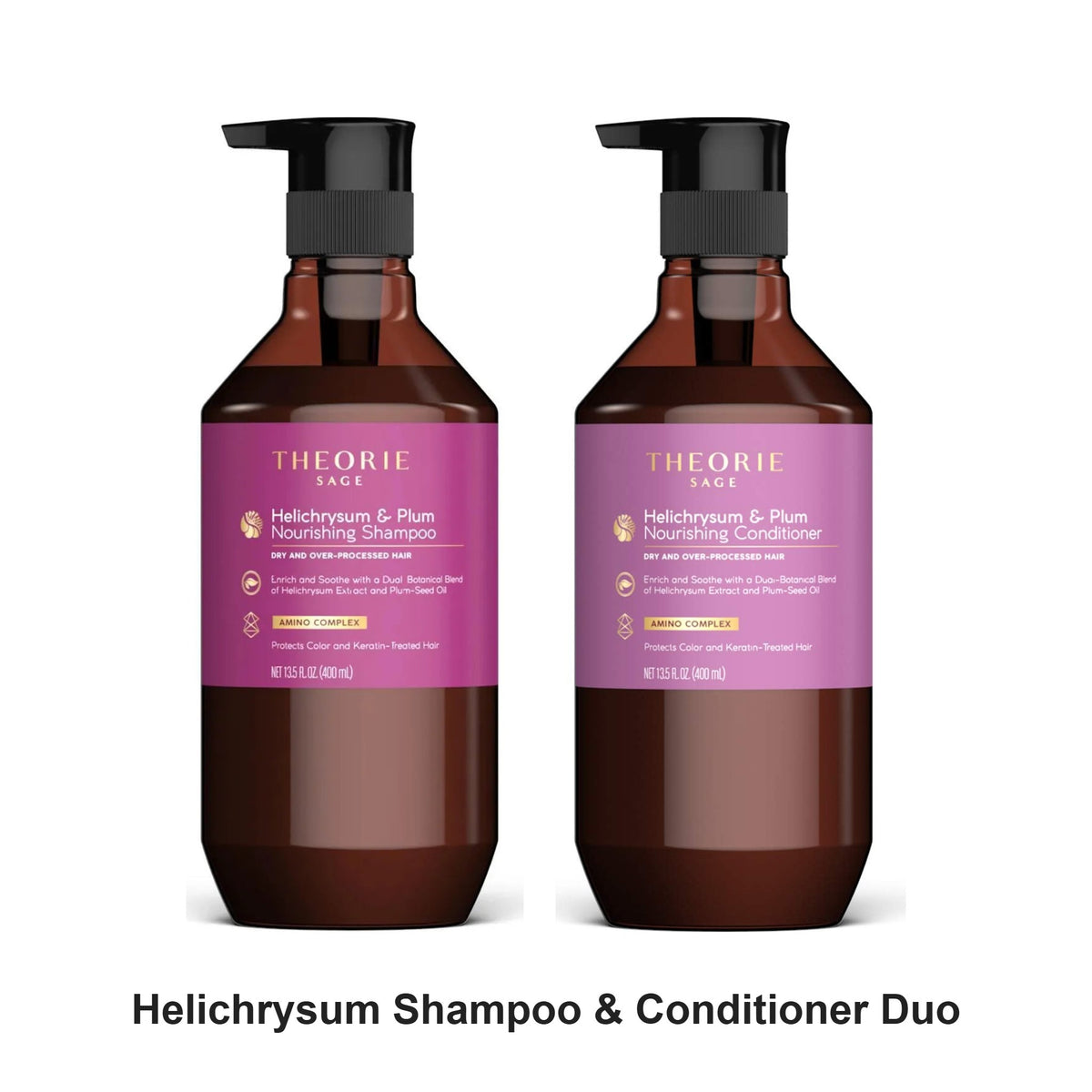 Theorie - Helichrysum Shampoo & Conditioner Duo Bundle – bundle contents: Helichrysum Shampoo 400ml, Helichrysum Conditioner 400ml