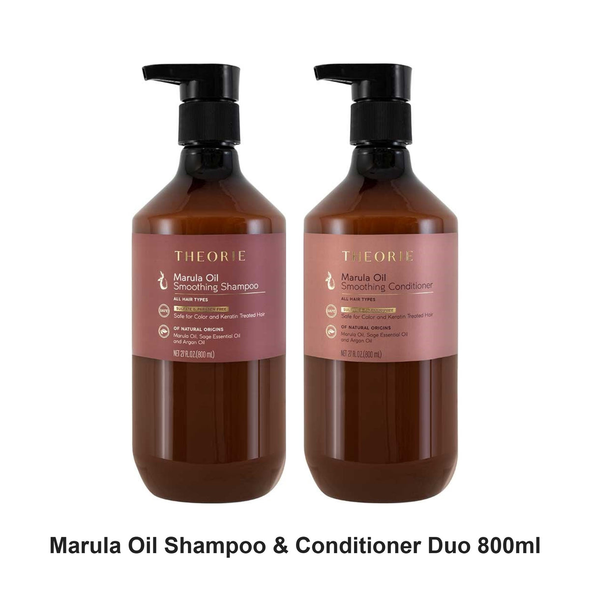Theorie - Marula Oil Shampoo & Conditioner Duo 800ml Bundle – bundle contents: Marula Oil Sulphate Free Shampoo 800ml, Marula Oil Conditioner 800ml