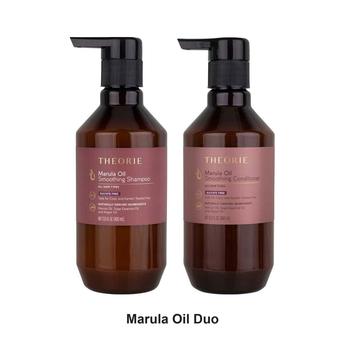 Theorie - Marula Oil Sulphate Free Shampoo & Conditioner Duo Bundle – bundle contents: Marula Oil Sulphate Free Shampoo 400ml, Marula Oil Sulphate Free Conditioner 400ml