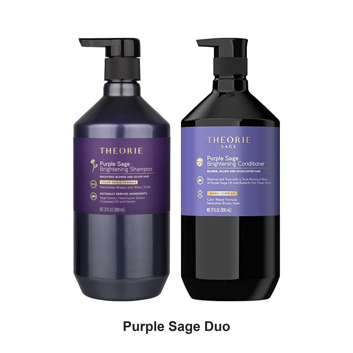 Theorie - Purple Sage Blonde Shampoo & Conditioner Duo 800ml Bundle – bundle contents: Purple Sage Blonde Shampoo 800ml, Purple Sage Blonde Conditioner 800ml
