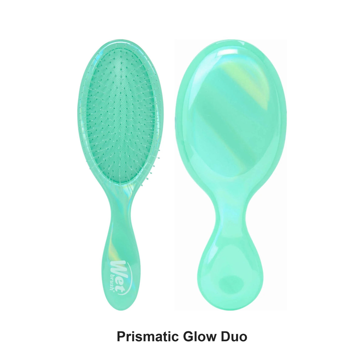 Wet Brush - Prismatic Glow Detangler & Kids Mini Detangler Duo Green Bundle – bundle contents: Prismatic Glow Detangler Green, Kids Mini Detangler Prismatic Glow Green
