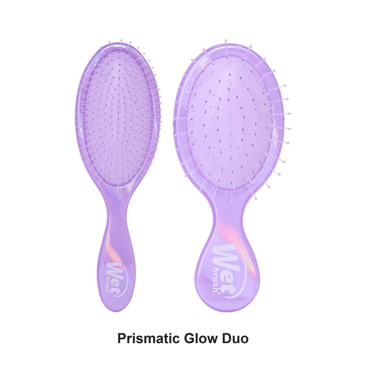 Wet Brush - Prismatic Glow Detangler & Kids Mini Detangler Duo Purple Bundle – bundle contents: Prismatic Glow Detangler Purple, Kids Mini Detangler Prismatic Glow Purple