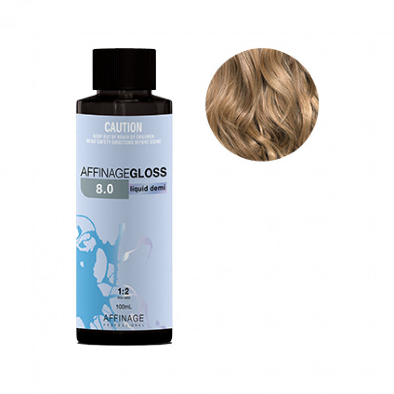 Affinage - Gloss Liquid Demi 8.0 Light Blonde 100ml – product tube/pack